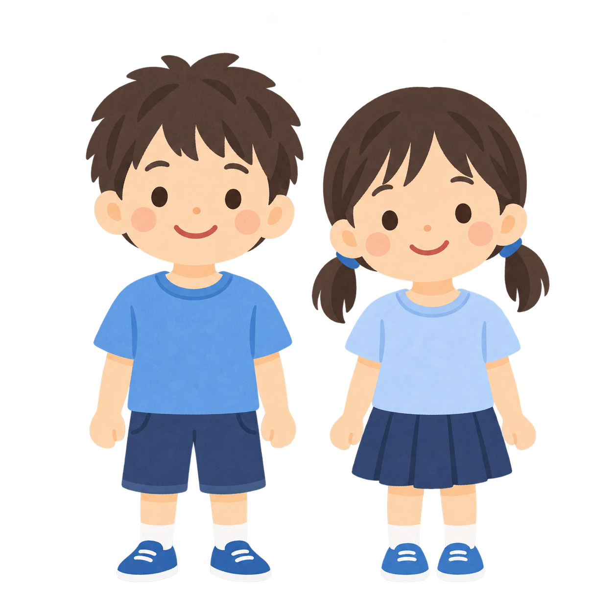 笑顔の小学生ふたりのイラスト